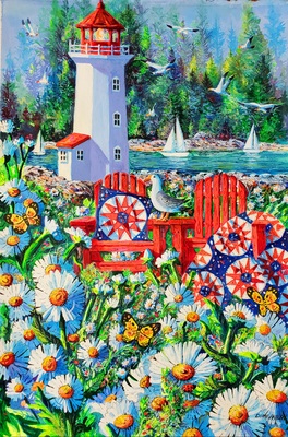 Summer Lighthouse By Diane Phalen Added To Fine Art America